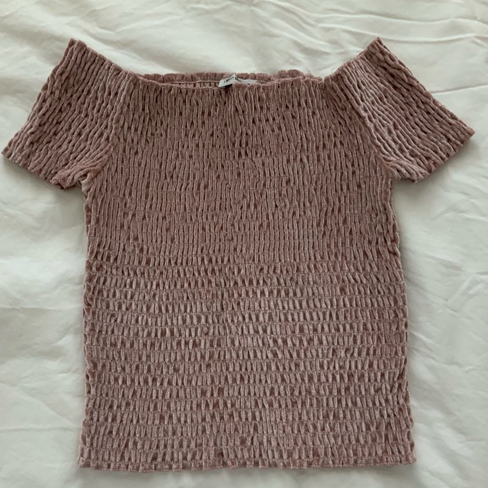 Urban Outfitters off the shoulder velvet top